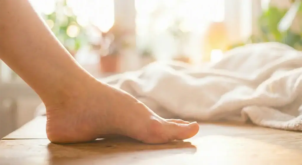 Photo d'un pied creux douloureux posé sur le sol